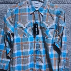 Avalanche Blue & Brown Plaid Long-Sleeve Button-Down Shirt
